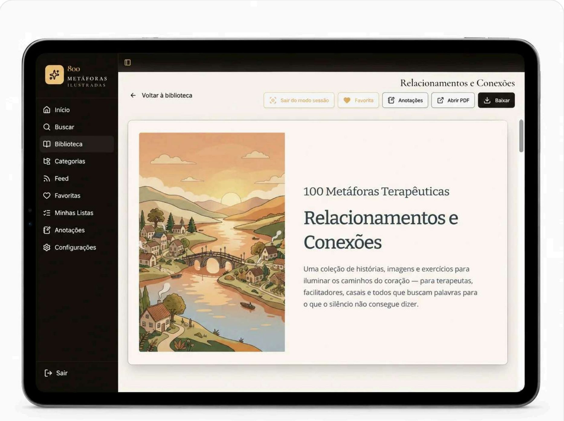 Aplicativo no tablet
